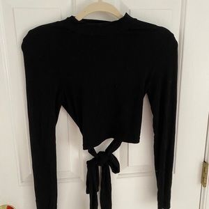 Black Opened Back Long Sleeve